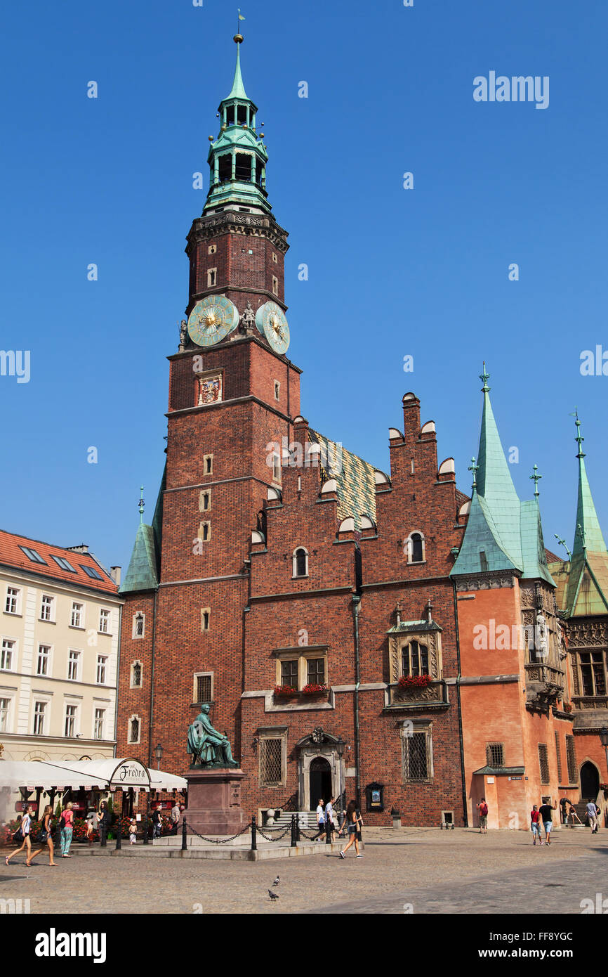 Rathaus am Marktplatz, Wroclaw/Breslau, Polen. Stockfoto