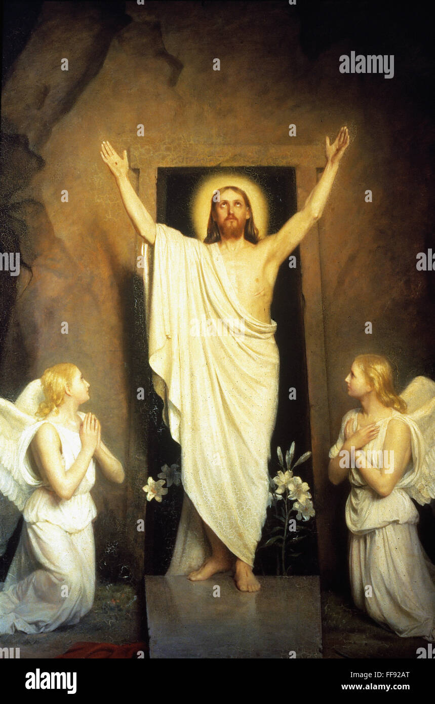 JESUS: AUFERSTEHUNG. /nOil auf Leinwand von Carl Bloch (1834-1890). Stockfoto