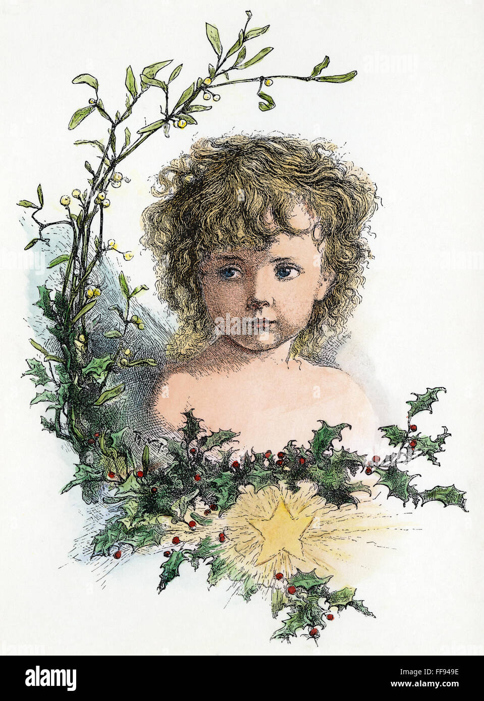THOMAS NAST: CHRISTKIND. /nChrist Kind (Christkindchen). Color Line Stich nach einer Zeichnung von Thomas Nast. Stockfoto