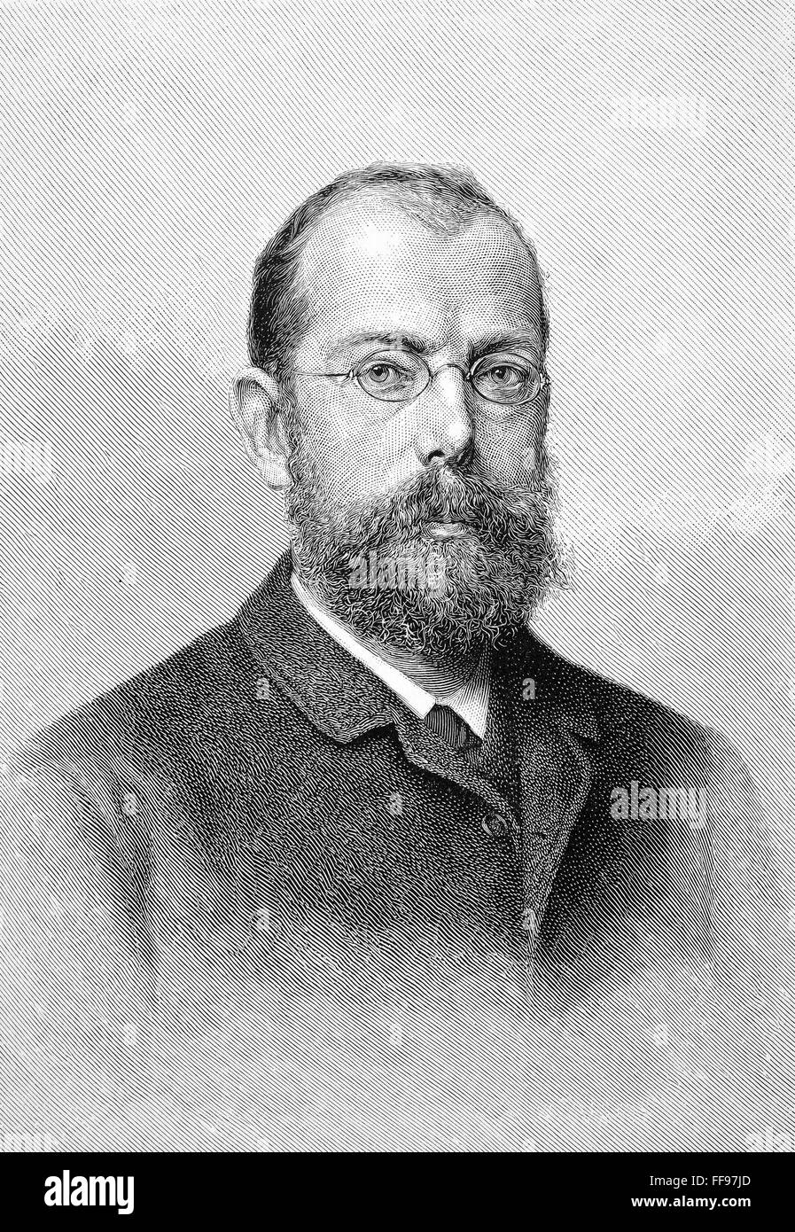 ROBERT KOCH (1843-1910). /nGerman Arzt und Bakteriologe. Line-Gravur, 1889. Stockfoto