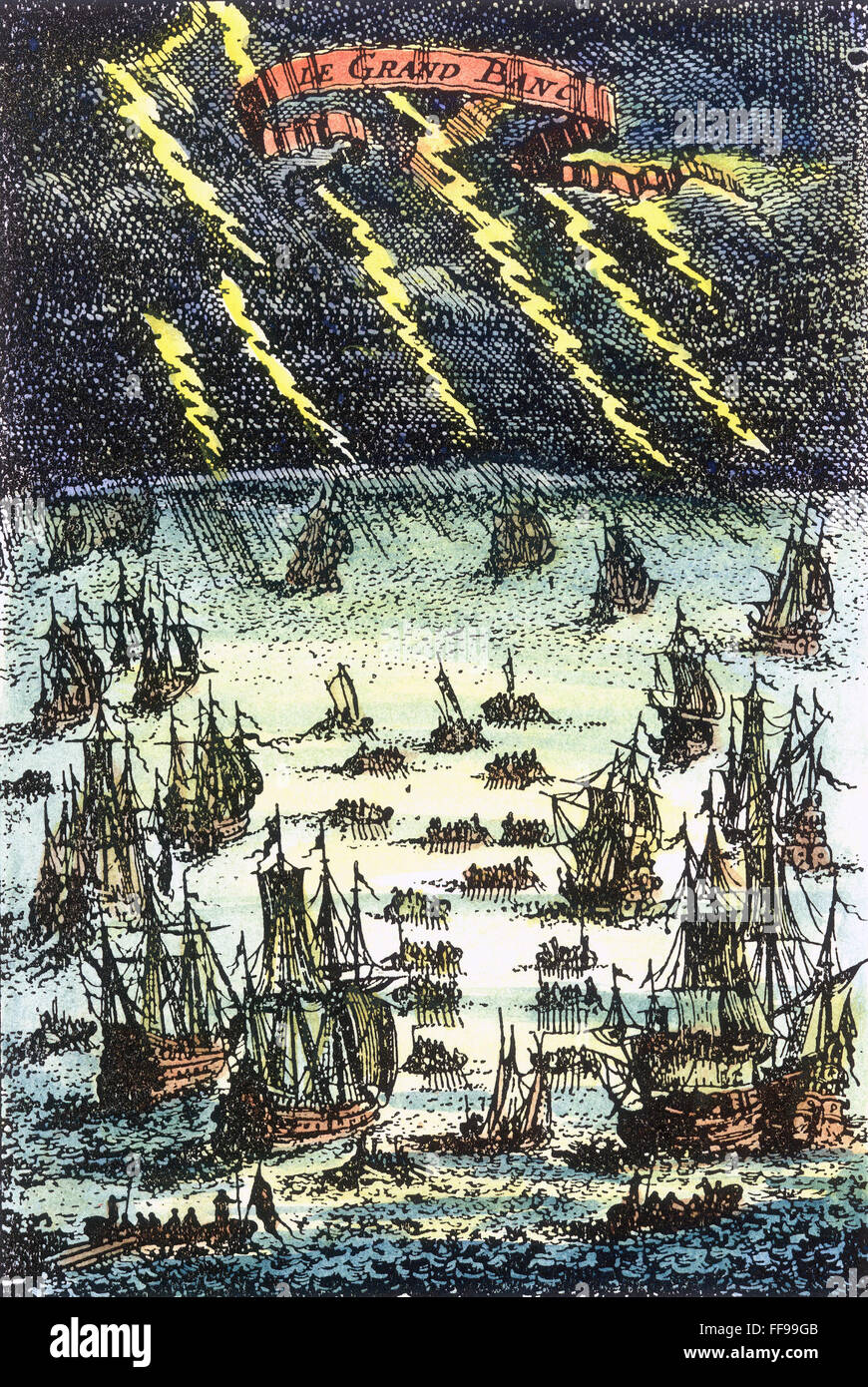 FISCHEREIFLOTTE, 1683. /nLate 17. Jahrhundert Fischereiflotte auf den Grand Banks vor der Küste von Neufundland, Kanada. Kupferstich, Französisch, 1683. Stockfoto