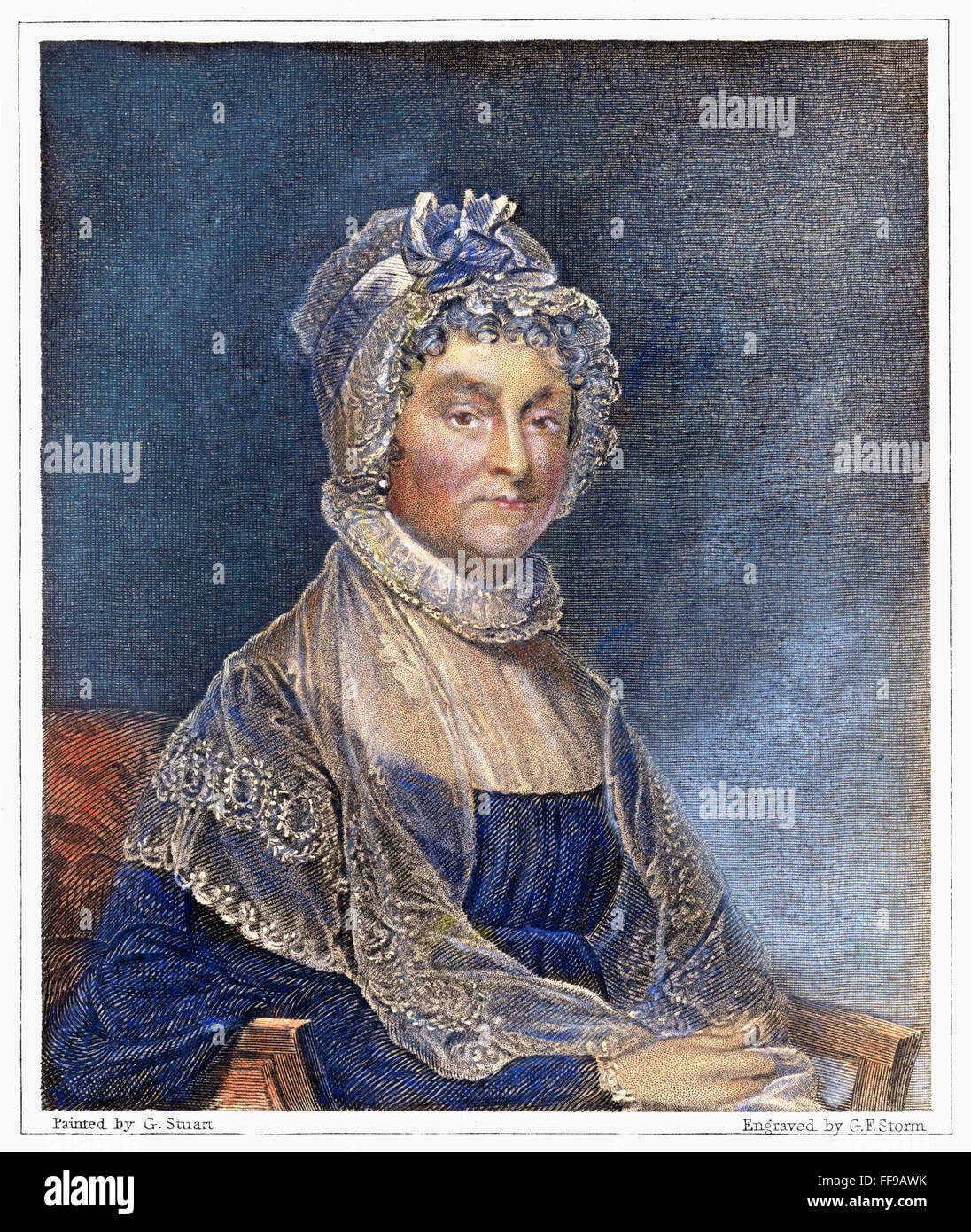 ABIGAIL ADAMS (1744-1818). /nMrs. John Adams, amerikanische First Lady. Linie und stupfen Kupferstich von g.f. Sturm nach Gilbert Stuart. Stockfoto