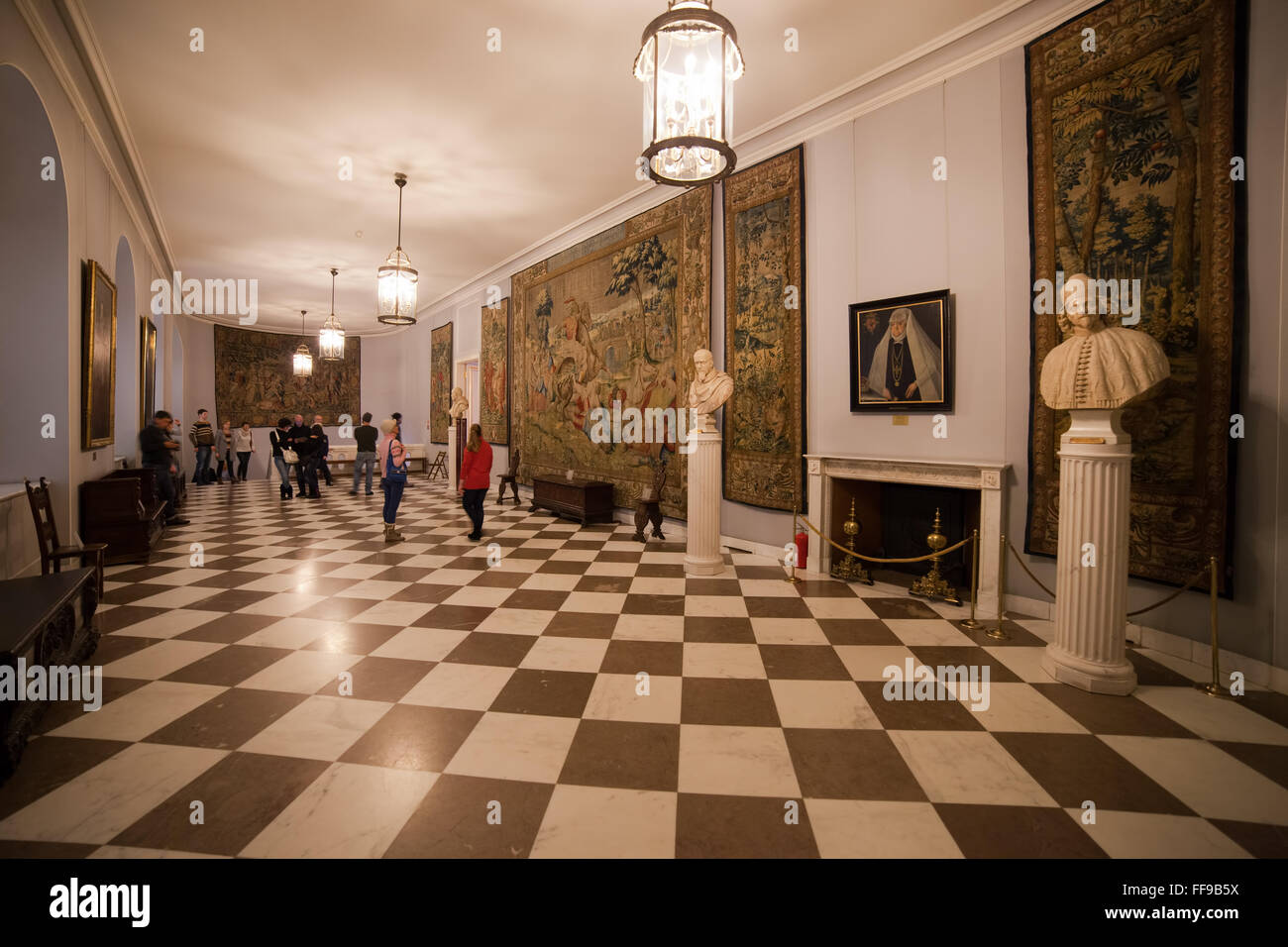 Polen, Warschau, Königsschloss Interieur, Oval-Galerie, Brüsseler Tapisserien auf Wand Stockfoto