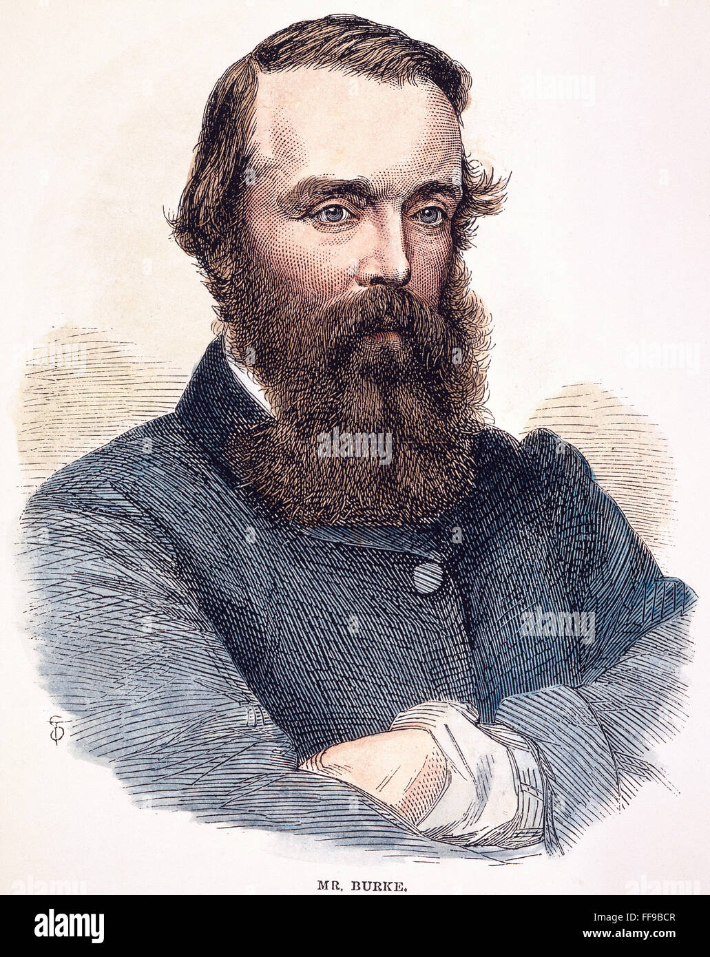 ROBERT O'HARA BURKE /n(1820-1861). Irische Explorer: Holz Gravur, Englisch, 1862. Stockfoto