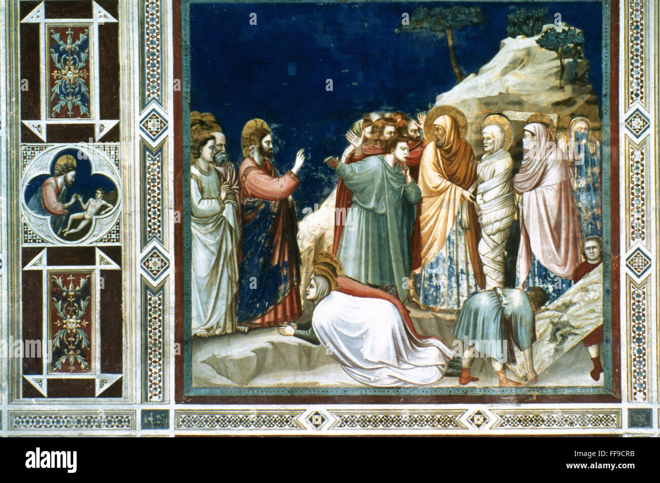 AUFERWECKUNG DES LAZARUS. /n'Raising des Lazarus. " Fresko von Giotto in der Scrovegni-Kapelle, Padua, c1305. Stockfoto