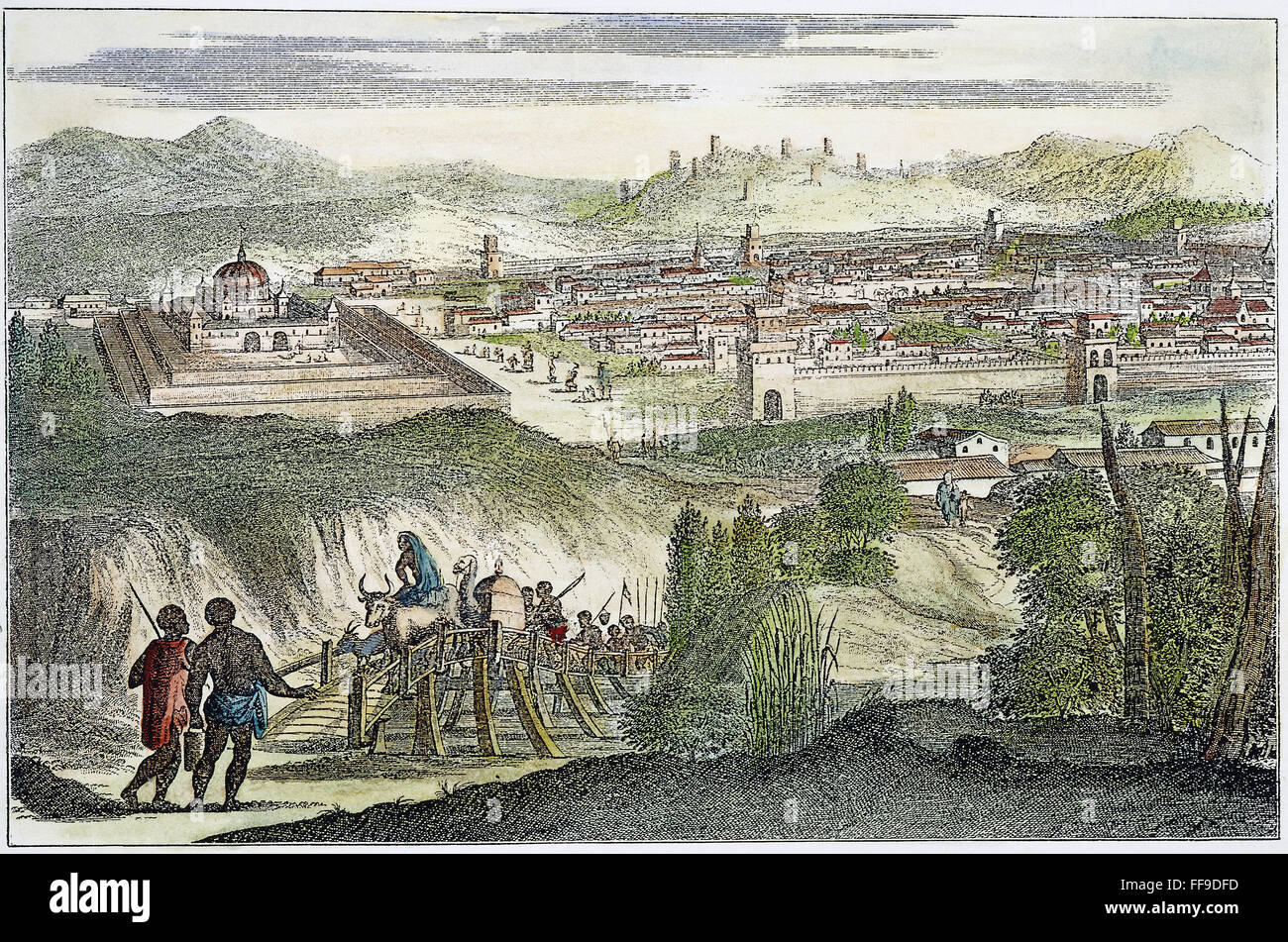 PERU: CUZCO, 1673. NUM-Ansicht von Cuzco, Peru. Kupfer, Gravur, 1673. Stockfoto