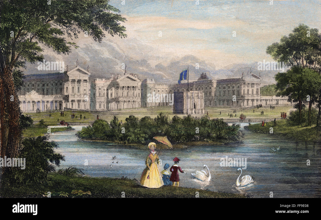 LONDON: BUCKINGHAM PALACE. /nSteel Gravur, Englisch, c1840. Stockfoto