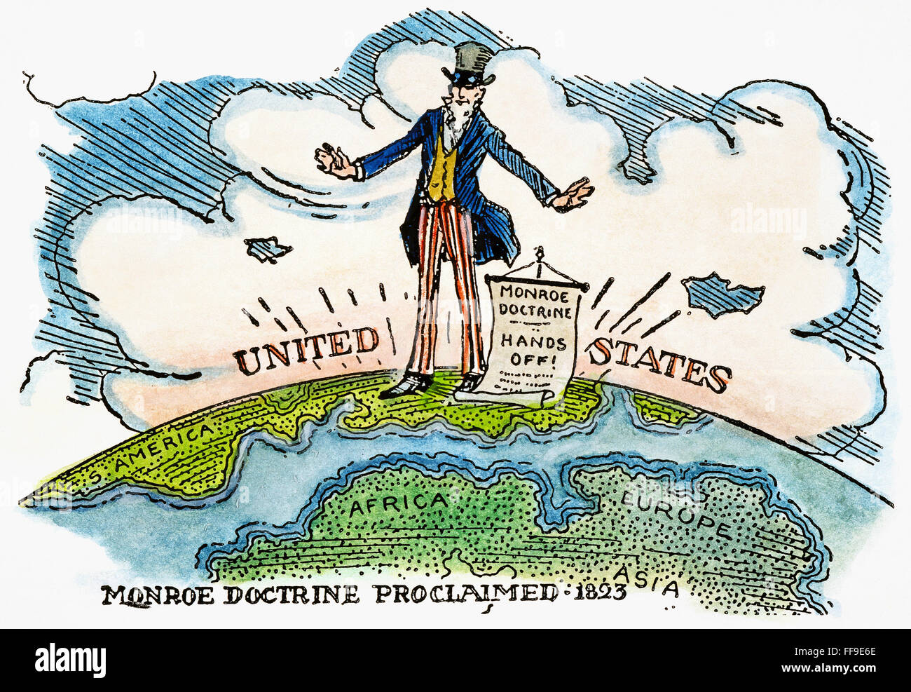 MONROEDOKTRIN CARTOON. /nAn Anfang des 20. Jahrhunderts amerikanischen