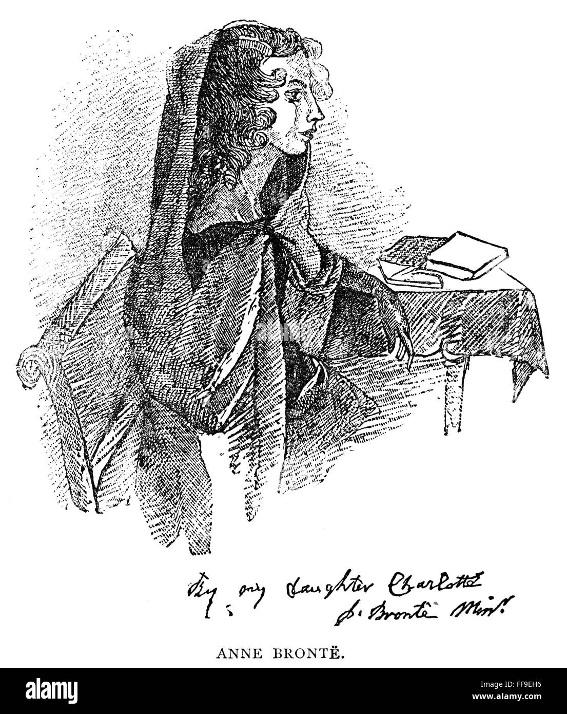 ANNE BRONT╦ (1820-1849). /nEnglish Schriftsteller. Line-Stich nach ...