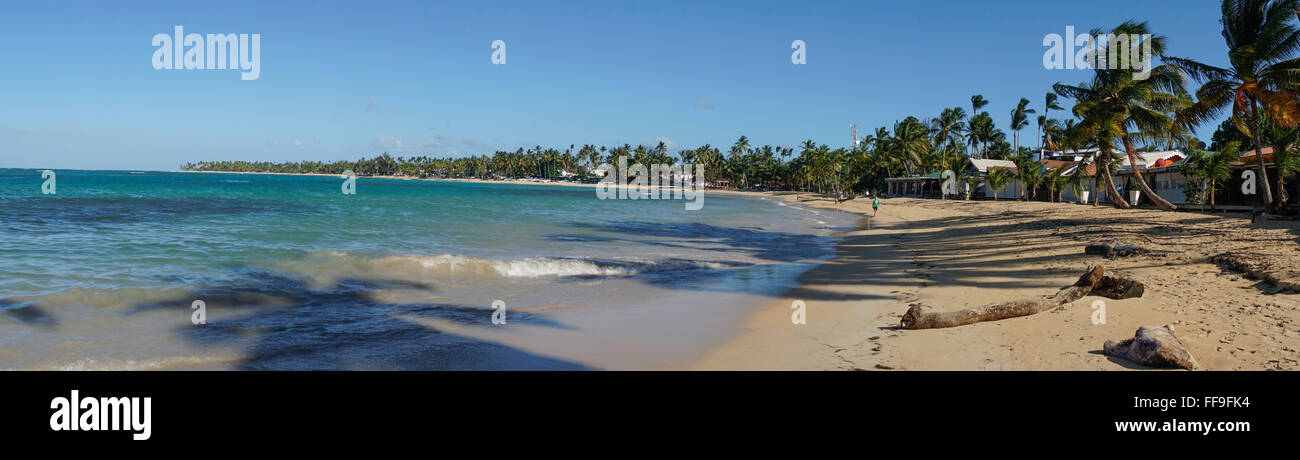 Strand von Las Terrenas, Panorama, Dominikanische Republik Stockfoto