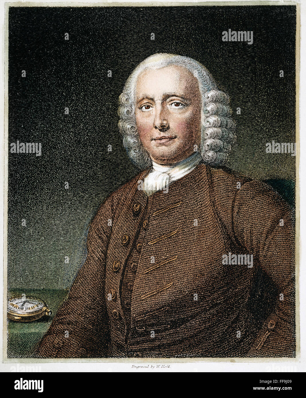 JOHN HARRISON (1693-1776). /nEnglish Uhrmacherei und Erfinder. Linie und Stipple-Gravur. Stockfoto