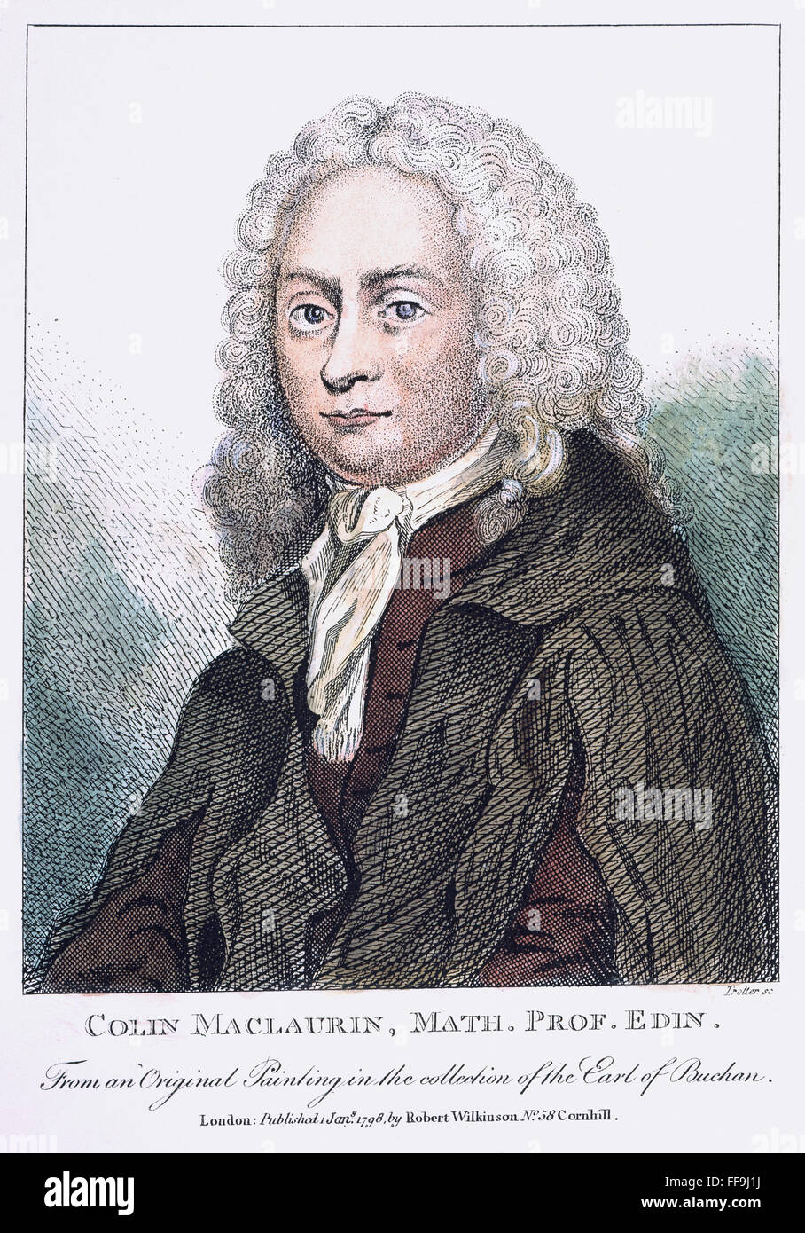 COLIN MACLAURIN (1698-1746). /nScottish Mathematiker und Physiker. Linie, Gravur, Englisch, 1798. Stockfoto