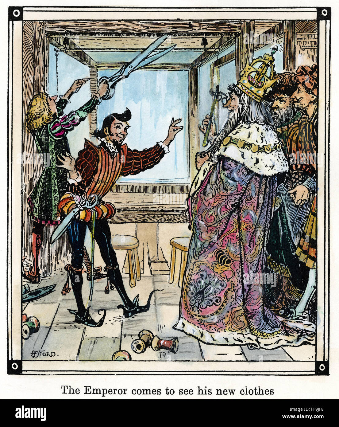 DES KAISERS NEUE KLEIDER. /n'The Kaiser kommt seine neuen Kleider zu sehen. " Zeichnung von Henry J. Ford für das Märchen von Hans Christian Andersen, 1894. Stockfoto