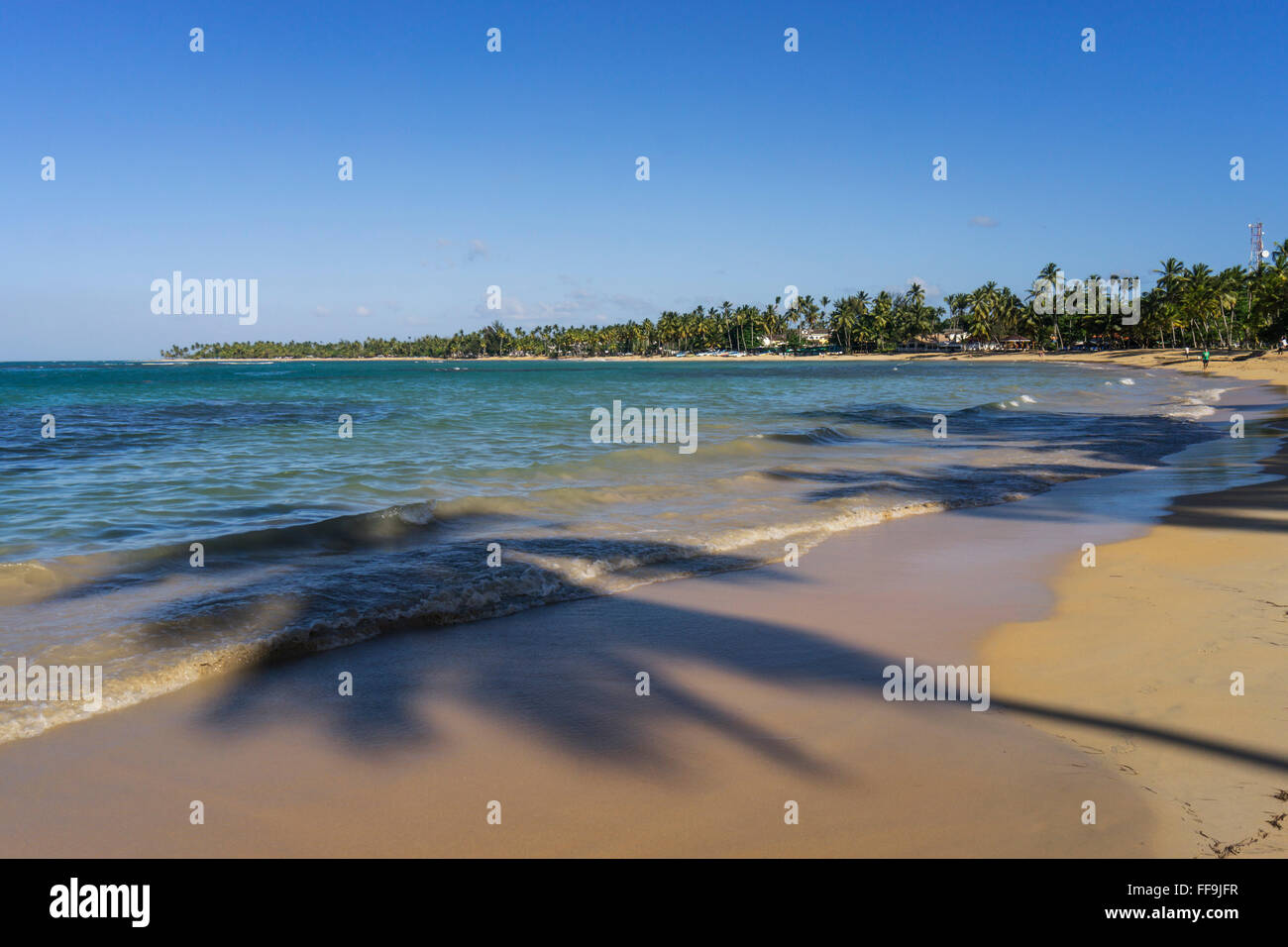Strand von Las Terrenas, Panorama, Dominikanische Republik Stockfoto