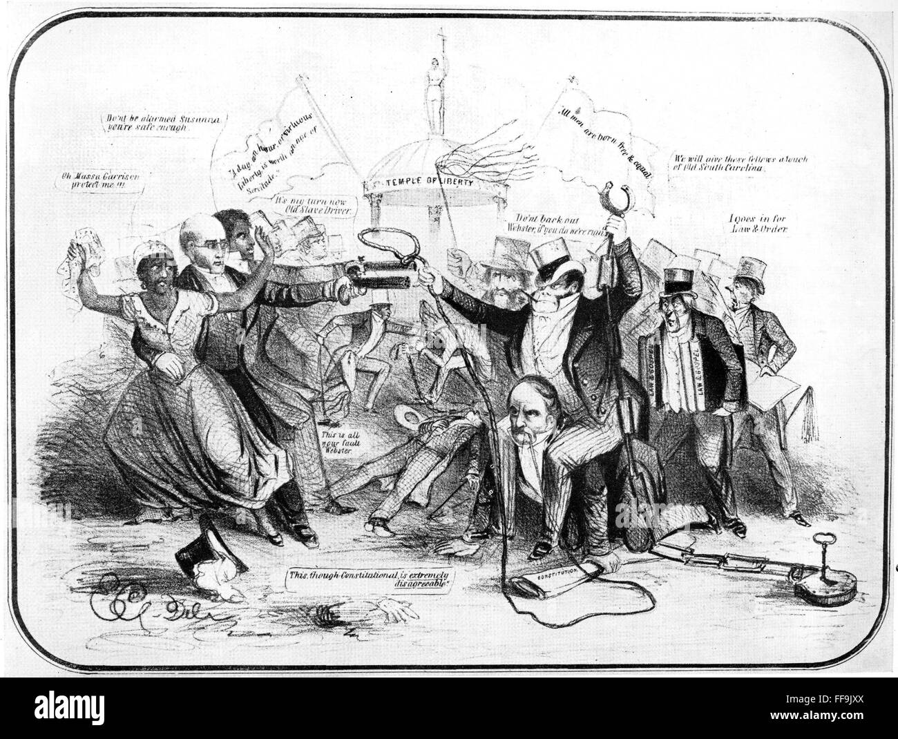 FLÜCHTLINGSKLAVE GESETZ. NUM Sklavenhalter reitet Daniel Webster