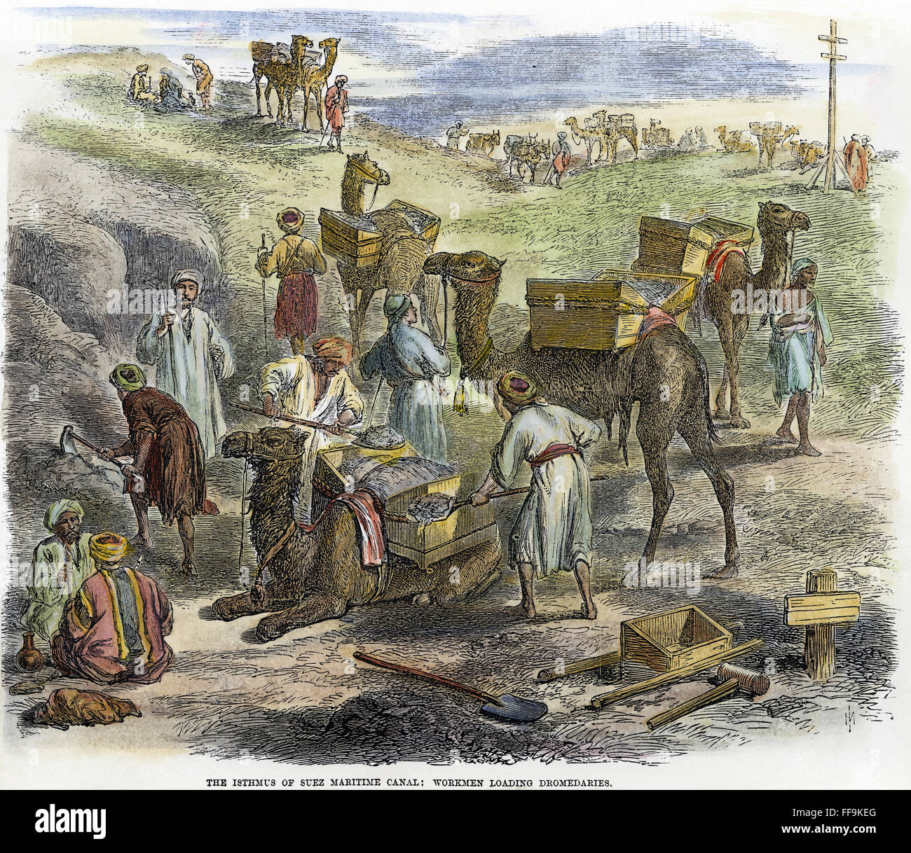 BAU DES SUEZ-KANALS. /nWood Gravur, Englisch, 1869. Stockfoto