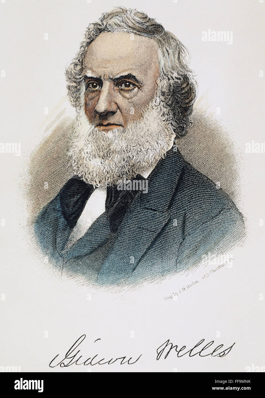 GIDEON WELLES (1802-1878). /nAmerican Politiker: Stahlstich, American, 19. Jahrhundert. Stockfoto