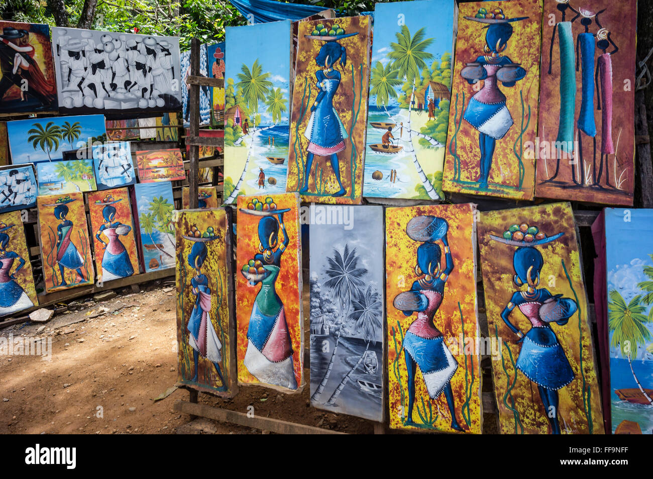 Naive Malerei. Las Terrenas. Halbinsel Samana. Dominikanische Republik. West Indies. Karibik Stockfoto