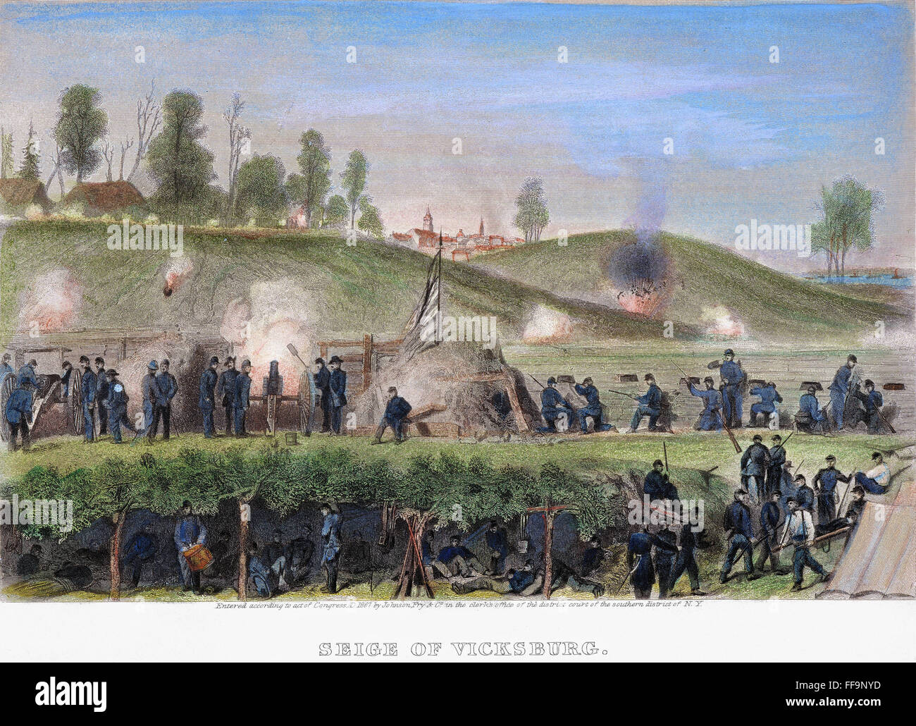 BELAGERUNG VON VICKSBURG, 1863. /nThe Belagerung von Vicksburg, Mississippi, 18 Mai bis 4. Juli 1863: Stahl, Gravur, 1867. Stockfoto