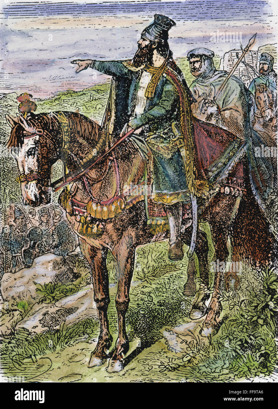 König CYRUS von Persien/n (600?-529 v. Chr.): Holzstich, 19. Jahrhundert. Stockfoto