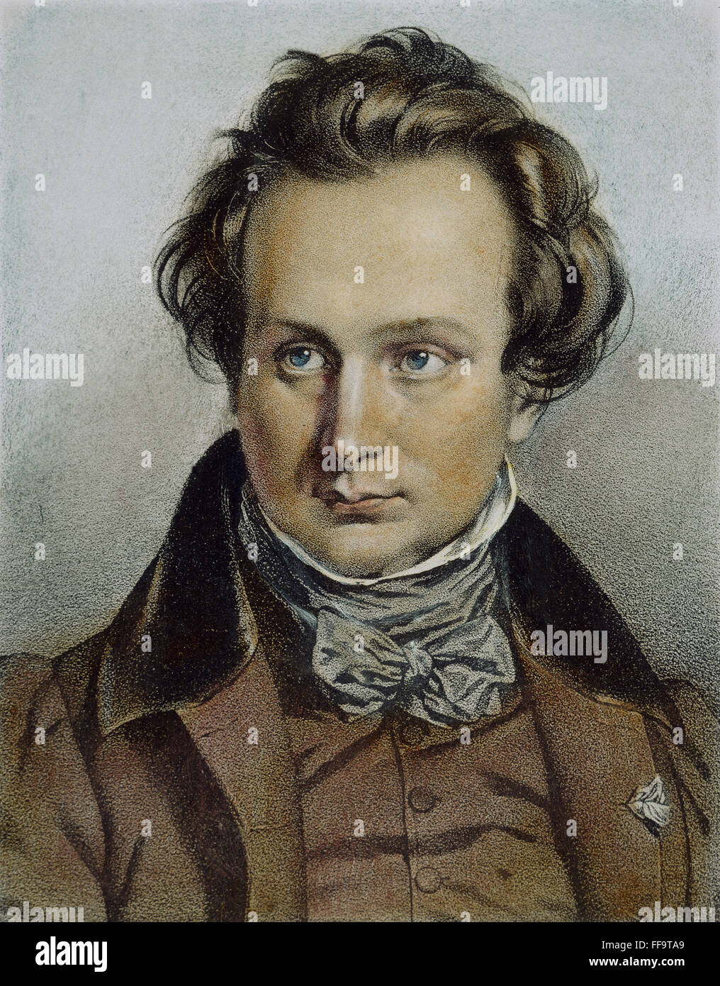 VICTOR M. HUGO (1802-1885). /nFrench Schriftsteller. Lithographie, Französisch, c1830. Stockfoto