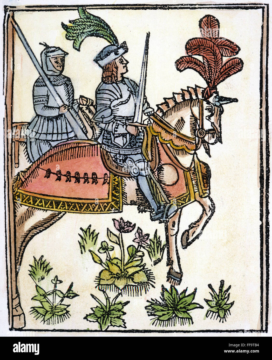 König RICHARD ich/Nof England, mit dem Beinamen Coeur de Lion oder Löwenherz (1157-1199). Holzschnitt aus die metrische Romantik der "Richard Coeur de Lion" von Wynkyn de Worde 1528 gedruckt. Stockfoto