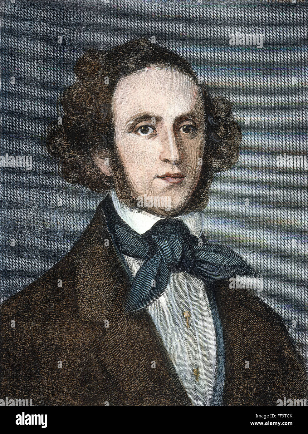 FELIX MENDELSSOHN /n(1809-1847). Deutscher Komponist: Stahlstich, 19. Jahrhundert, nach einem Gemälde von E. Magnus. Stockfoto