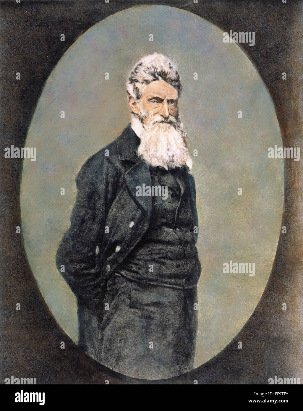 JOHN BROWN (1800-1859). /nAmerican Abschaffung der Todesstrafe: Öl über ein Foto, 1859. Stockfoto
