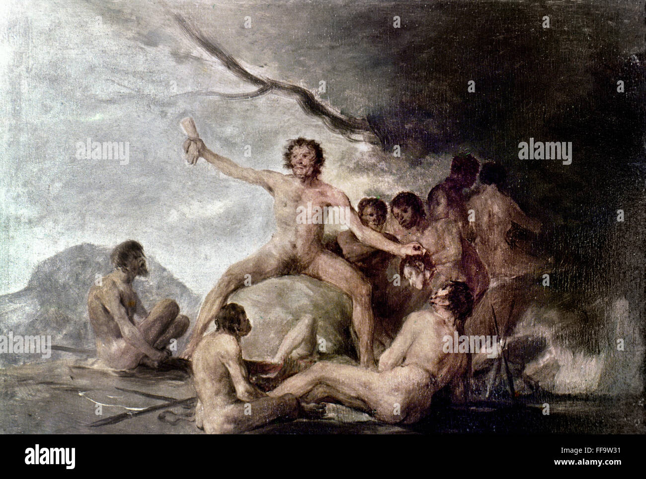 GOYA: KANNIBALEN-SZENE. NUM-Kannibalen-Szene, von Francisco Goya. Leinwand. Stockfoto