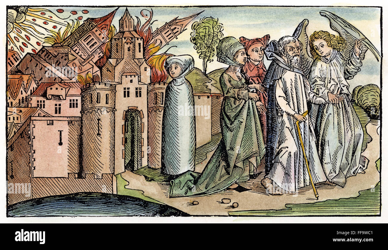 LOTS FRAU. / die nLot Frau blickt zurück auf Sodom und Gomorra und verwandelt sich in eine