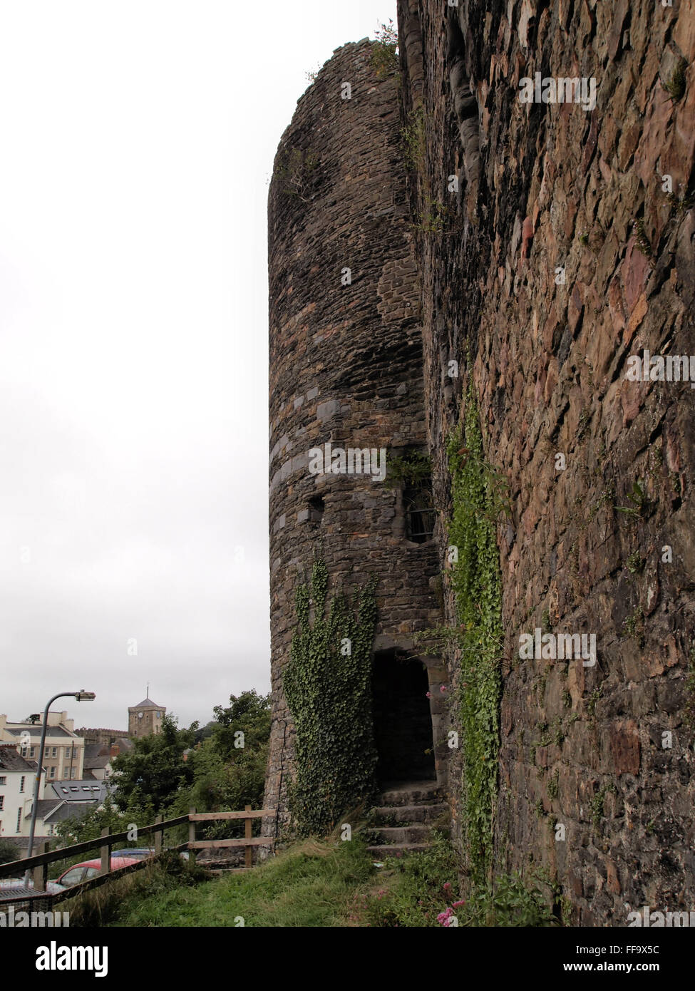 Burg in Haverfordwest Pembrokeshire Wales Stockfoto