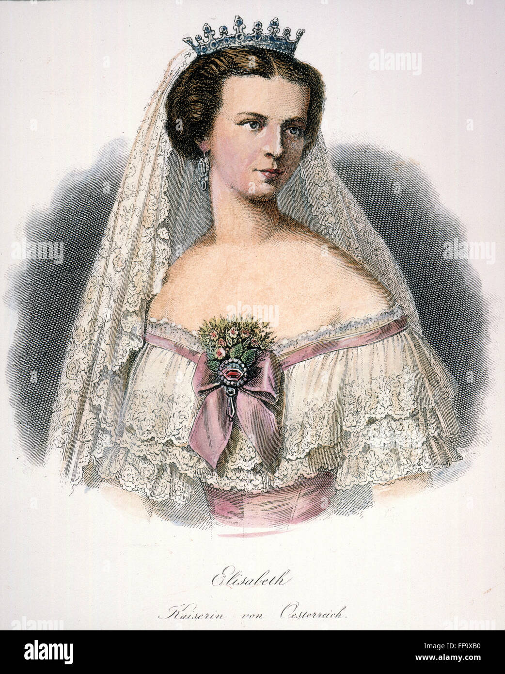 Elisabeth von Österreich /n(1837-1898). Kaiserin von Österreich, 1854-1898. Stahl-Gravur, Österreich, 19. Jahrhundert. Stockfoto