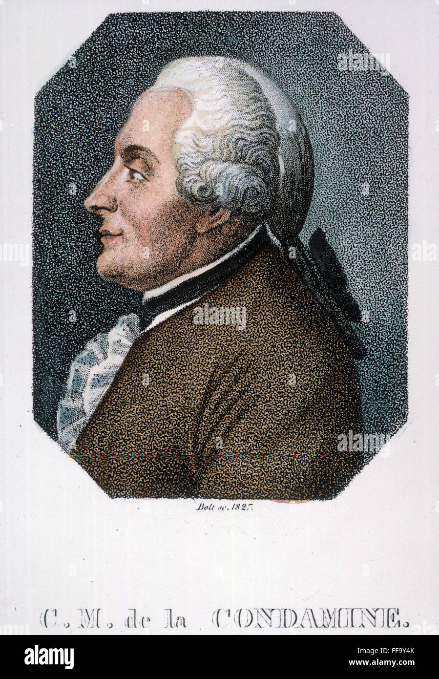 CHARLES M. DE LA CONDAMINE /n(1701-1774). Französischer Reisender und mathematische Geograph. Stockfoto