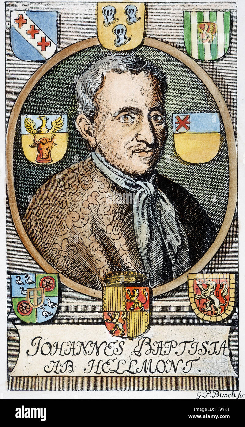 JAN BAPTISTA van HELMONT /n(1579-1644). Flämische Arzt und Chemiker. Zeitgenössische Gravur. Stockfoto