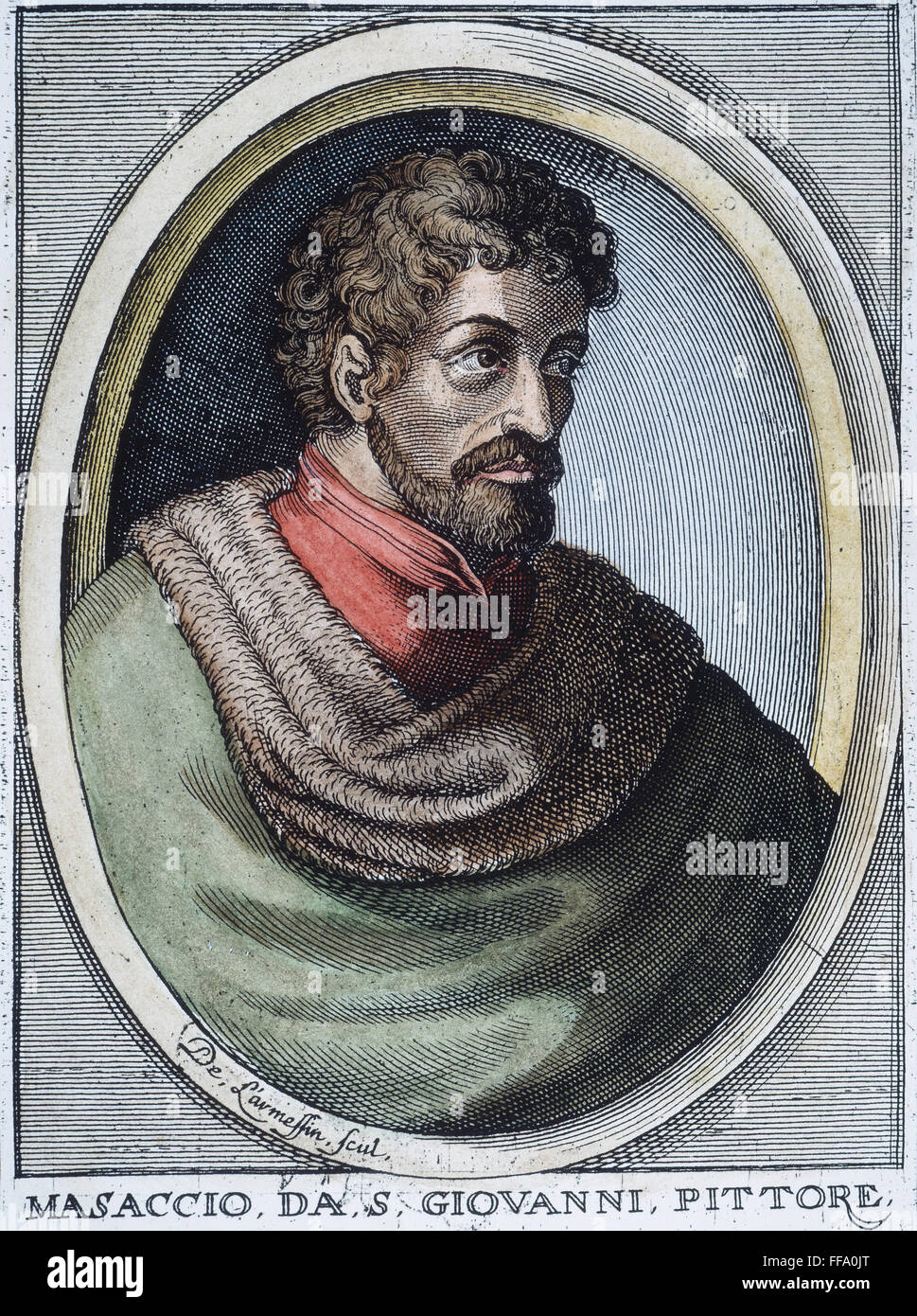 MASACCIO (1401-1428). /nNΘ Tommaso de Giovanni di Simone Guidi. Italienischer Maler. Kupfer, Gravur, Französisch, 16. Jahrhundert. Stockfoto