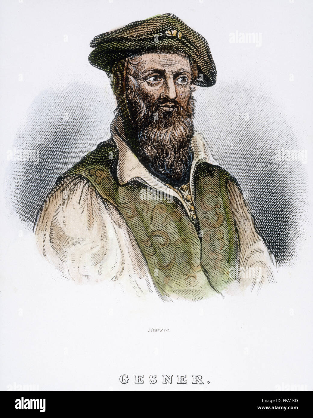 KONRAD VON GESNER /n(1516-1565). Schweizer Naturforscher. Stahlstich, 19. Jahrhundert. Stockfoto