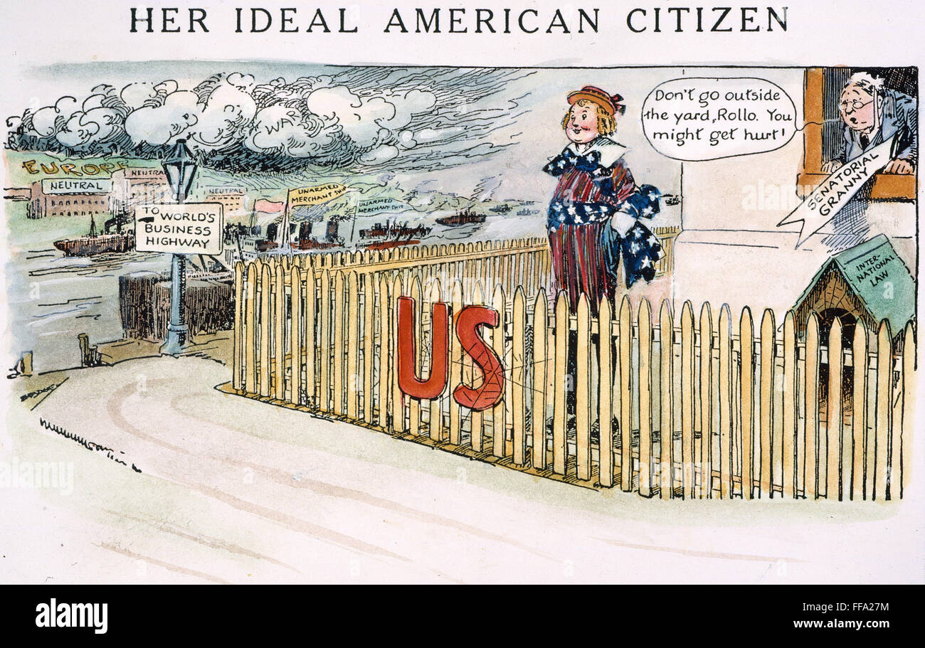 CARTOON: INTERVENTION 1916. /n'Her Ideal amerikanischer Staatsbürger. " Cartoon, 1916, durch Luther D. Bradley auf den Senat gegen amerikanische Intervention im ersten Weltkrieg. Stockfoto