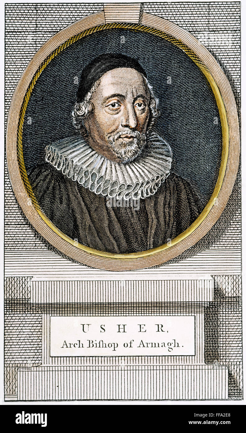 JAMES USSHER (1581-1656). /nIrish Prälat und Gelehrter: Kupfer-Gravur, Englisch, 17. Jahrhundert. Stockfoto