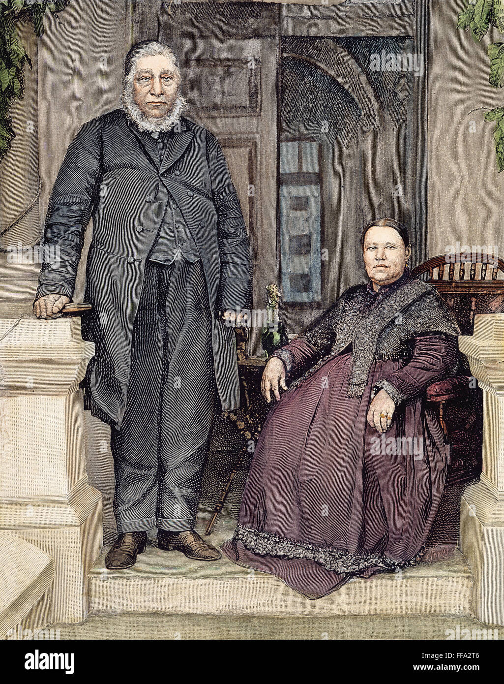 PAUL KRUGER (1825-1904). /nStephanus Johannes Paulus Kruger, auch bekannt als Oom Paul. Südafrikanische Staatsmann. Krüger und seiner Frau Maria. Line-Gravur, Deutsch, 1900. Stockfoto