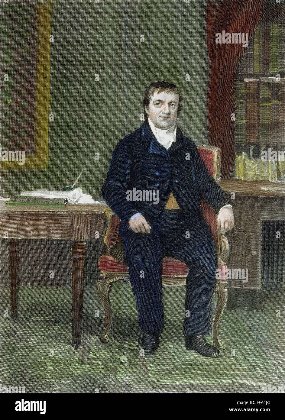 Astor /n(1763-1848). Amerikanischer Pelzhändler und Finanzier. Linie und stupfen Gravur, American, 19. Jahrhundert. Stockfoto