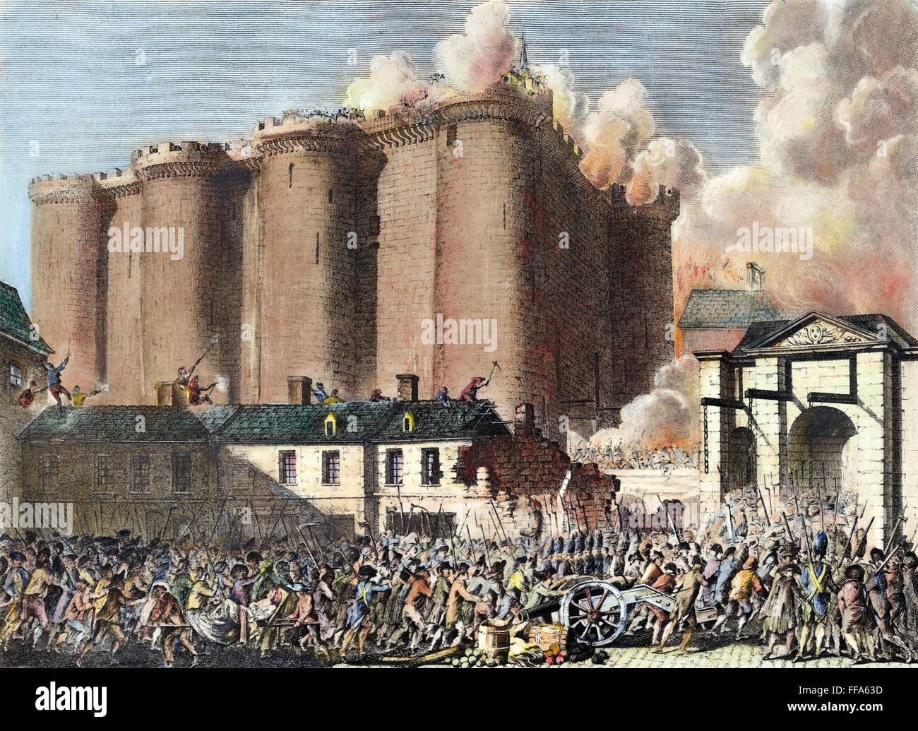 FRANZÖSISCHE REVOLUTION, 1817. /nThe Storming der Bastille, 14. Juli 1789. Radierung, Französisch, 1817. Stockfoto
