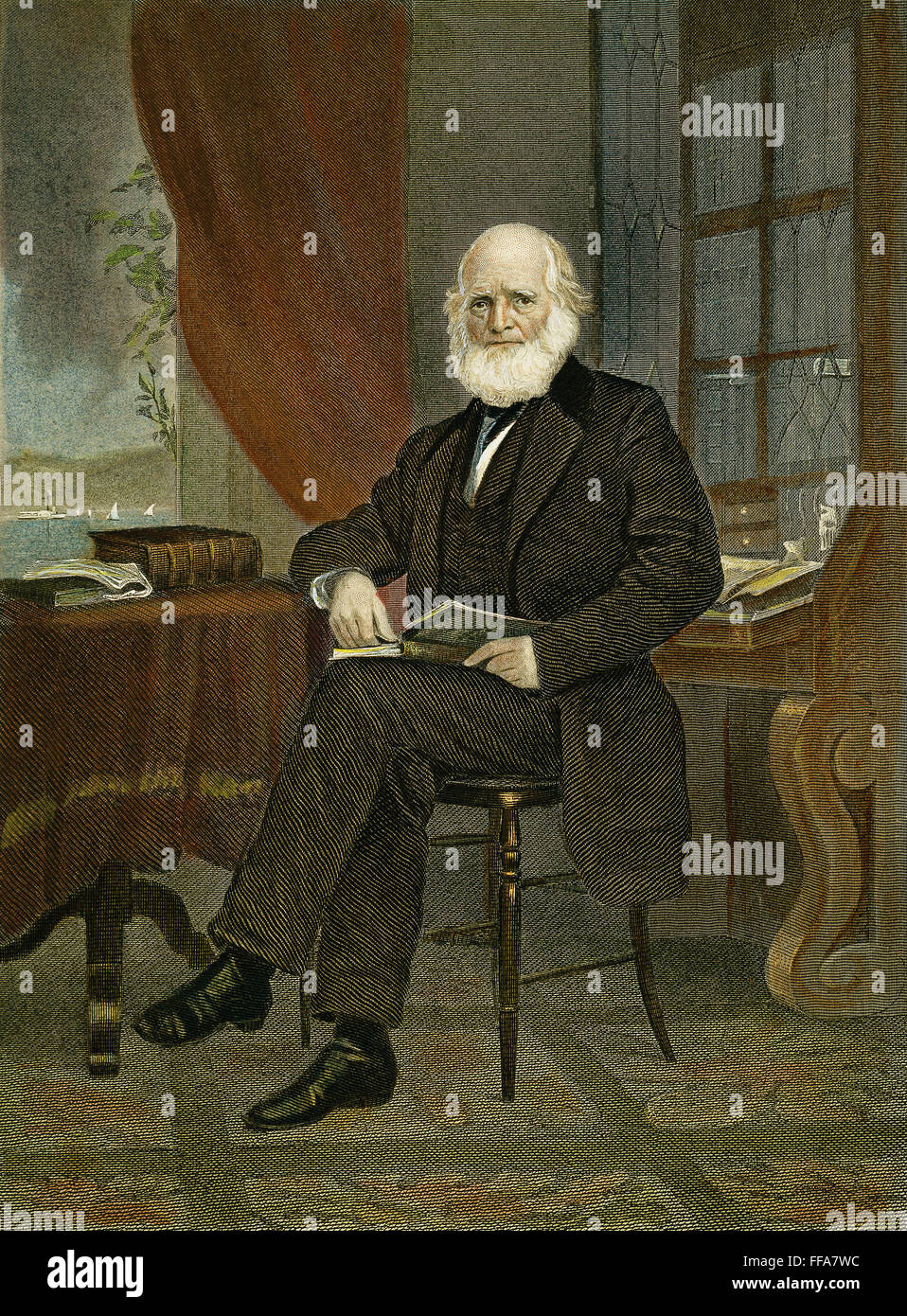 WILLIAM CULLEN BRYANT /n(1794-1878). US-amerikanischer Dichter und Herausgeber: farbige Gravur, 1862. Stockfoto