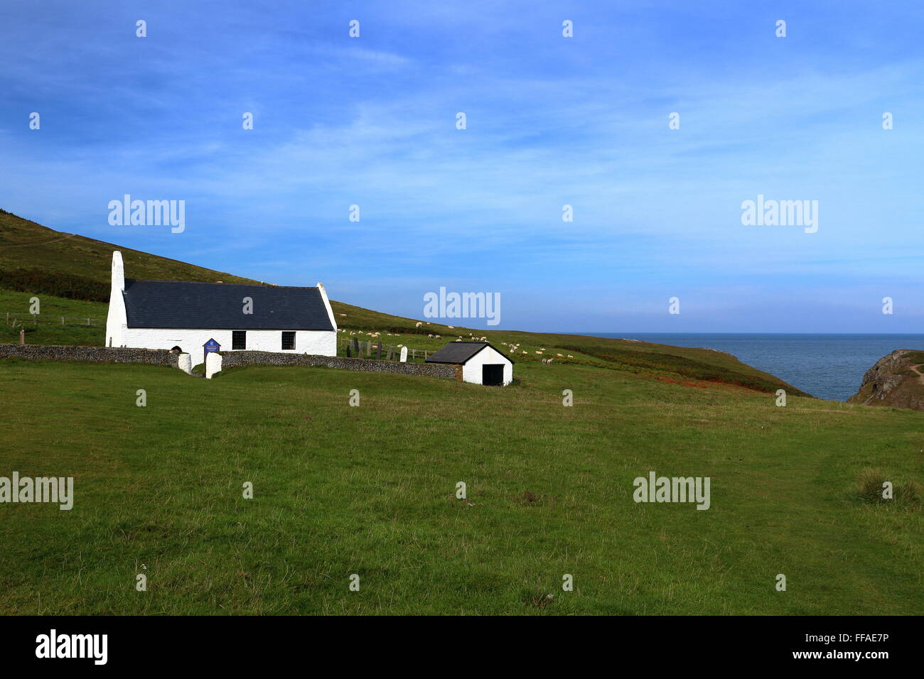MWNT, kleine Gemeinde und alte Gemeinde im Süden Ceredigion, Wales, an der Küste West-Wales Stockfoto
