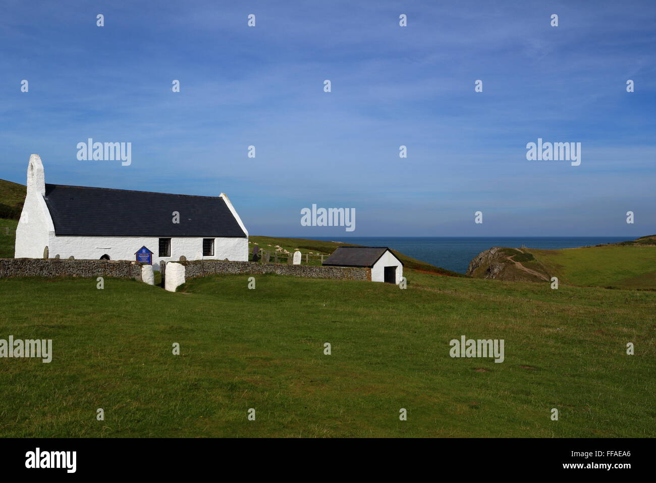 MWNT, kleine Gemeinde und alte Gemeinde im Süden Ceredigion, Wales, an der Küste West-Wales Stockfoto