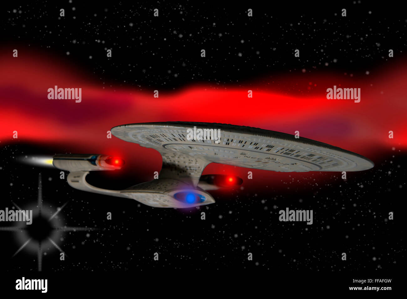 Star Trek: Enterprise durch den Weltraum reisen Stockfoto