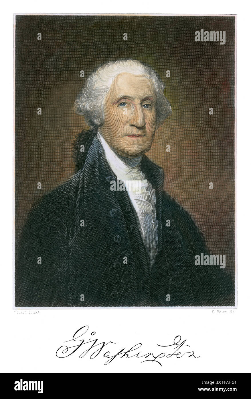 GEORGE WASHINGTON /n(1732-1799). Erster Präsident der Vereinigten Staaten. Stahlstich nach Gilbert Stuart. Stockfoto