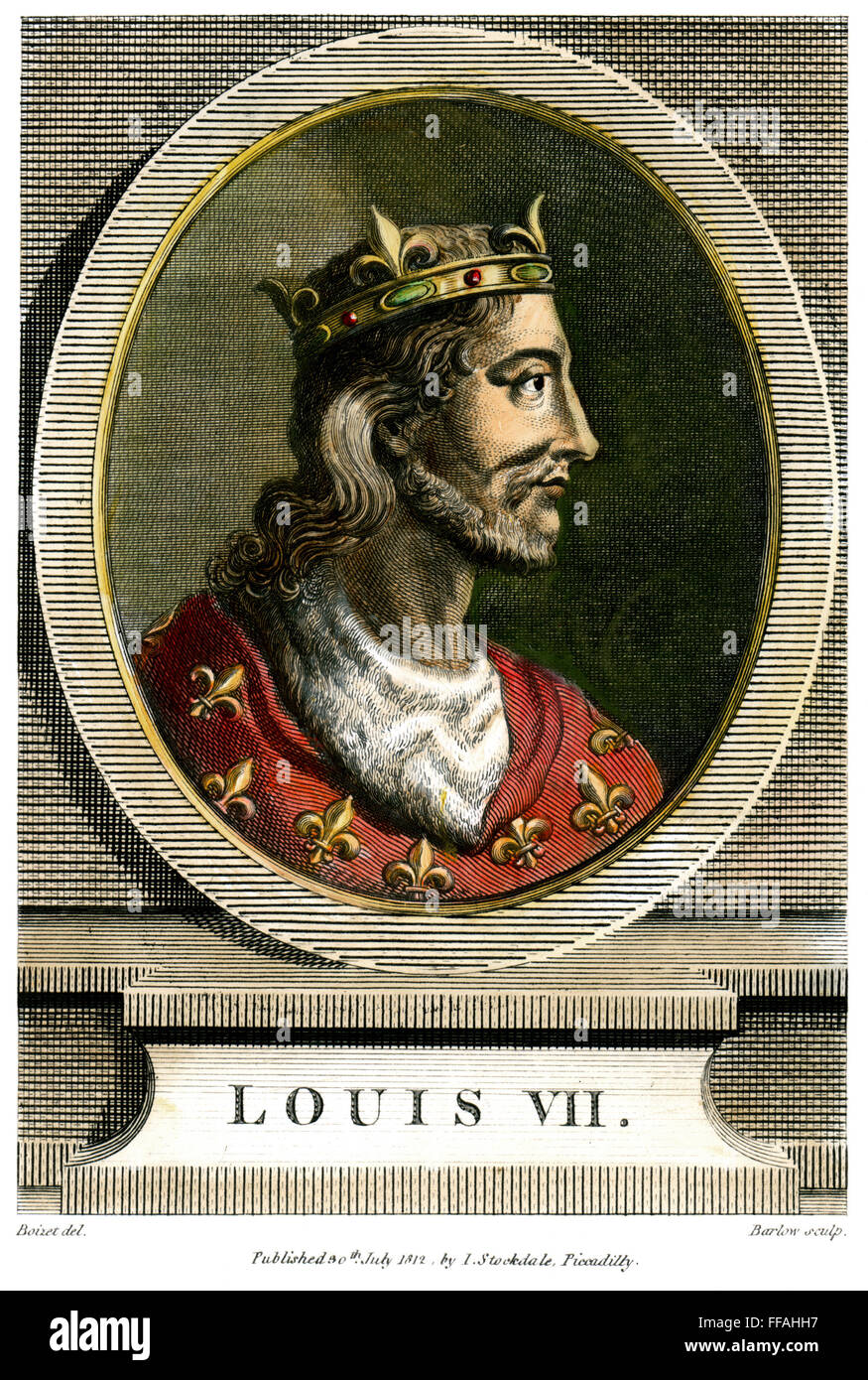 LOUIS VII (1121?-1180). /nLe Jeune. König von Frankreich, 1137-1180. Kupferstich, Englisch, 1812. Stockfoto