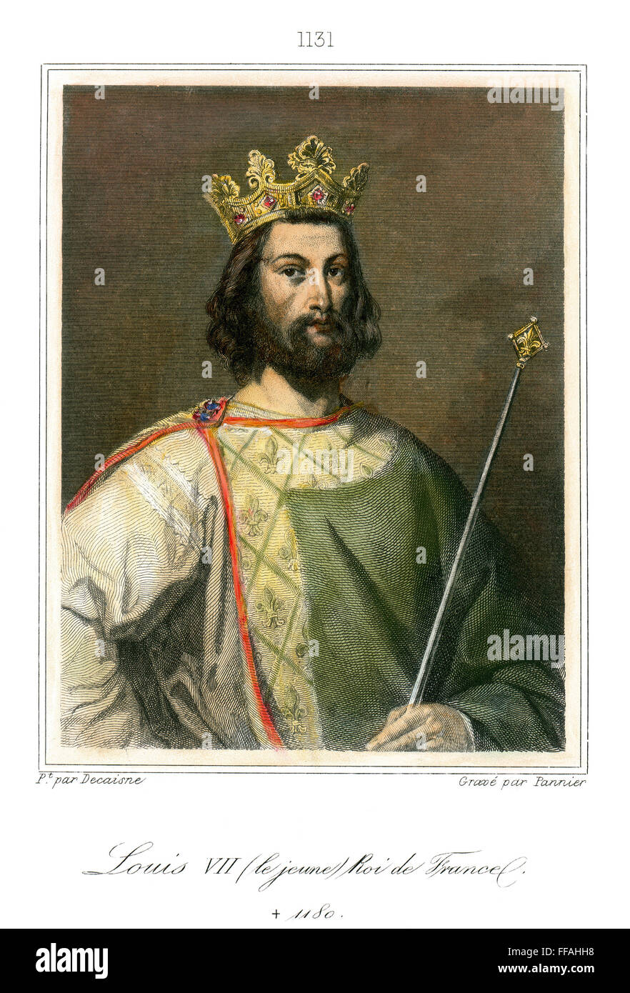 LOUIS VII (1121?-1180). /nKing von Frankreich, 1137-1180. Stahl, Gravur, Französisch, 19. Jahrhundert. Stockfoto