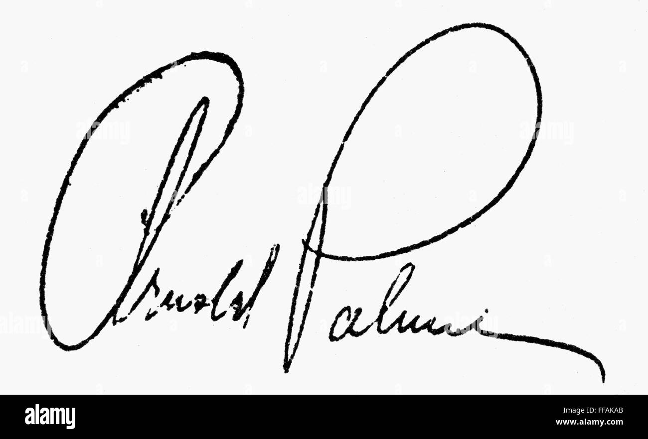 ARNOLD PALMER (1929-). /nAmerican Golfer. Eigenhändiger Unterschrift. Stockfoto