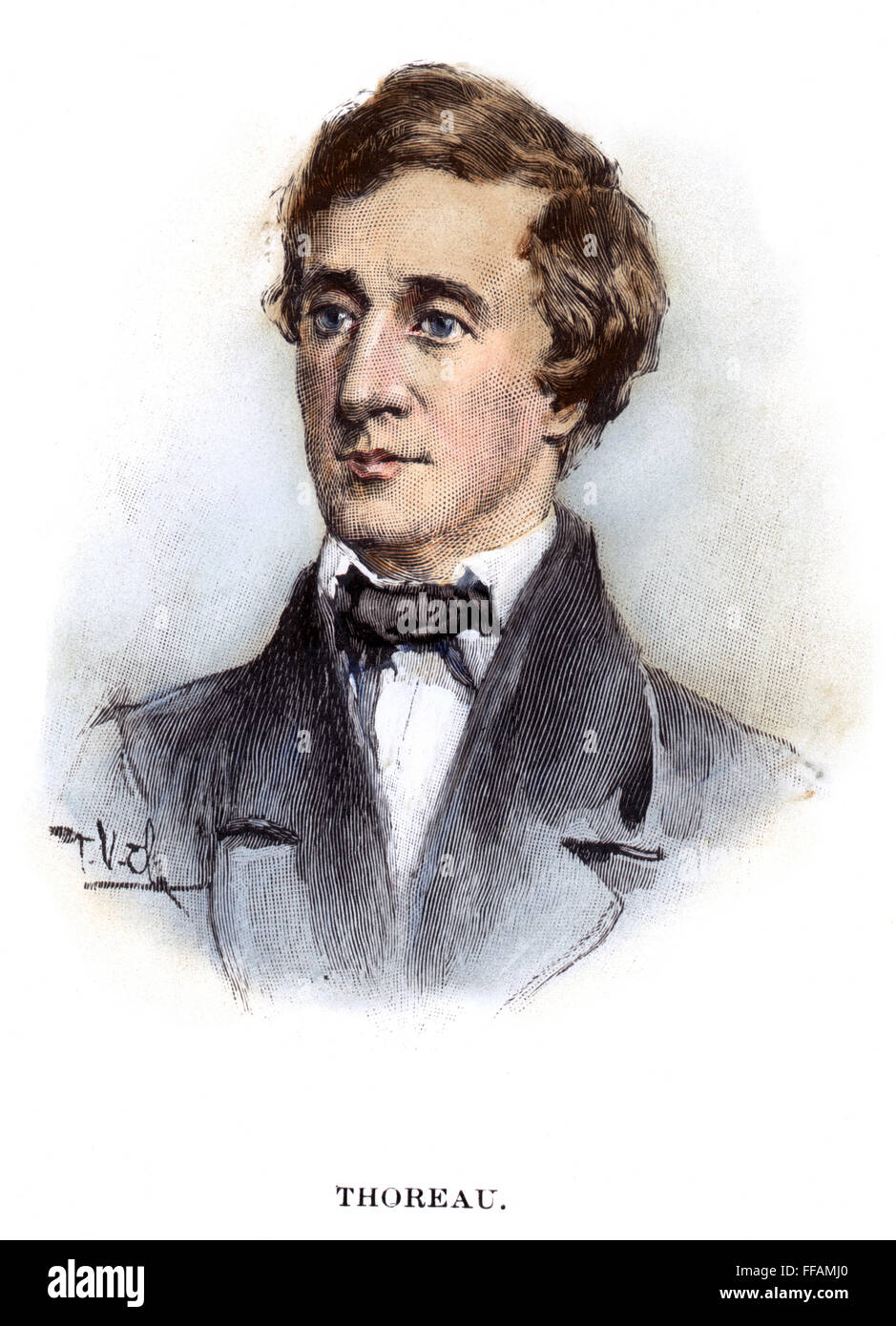 Thoreau /n(1817-1862). US-amerikanischer Schriftsteller. Holzstich, 19. Jahrhundert. Stockfoto